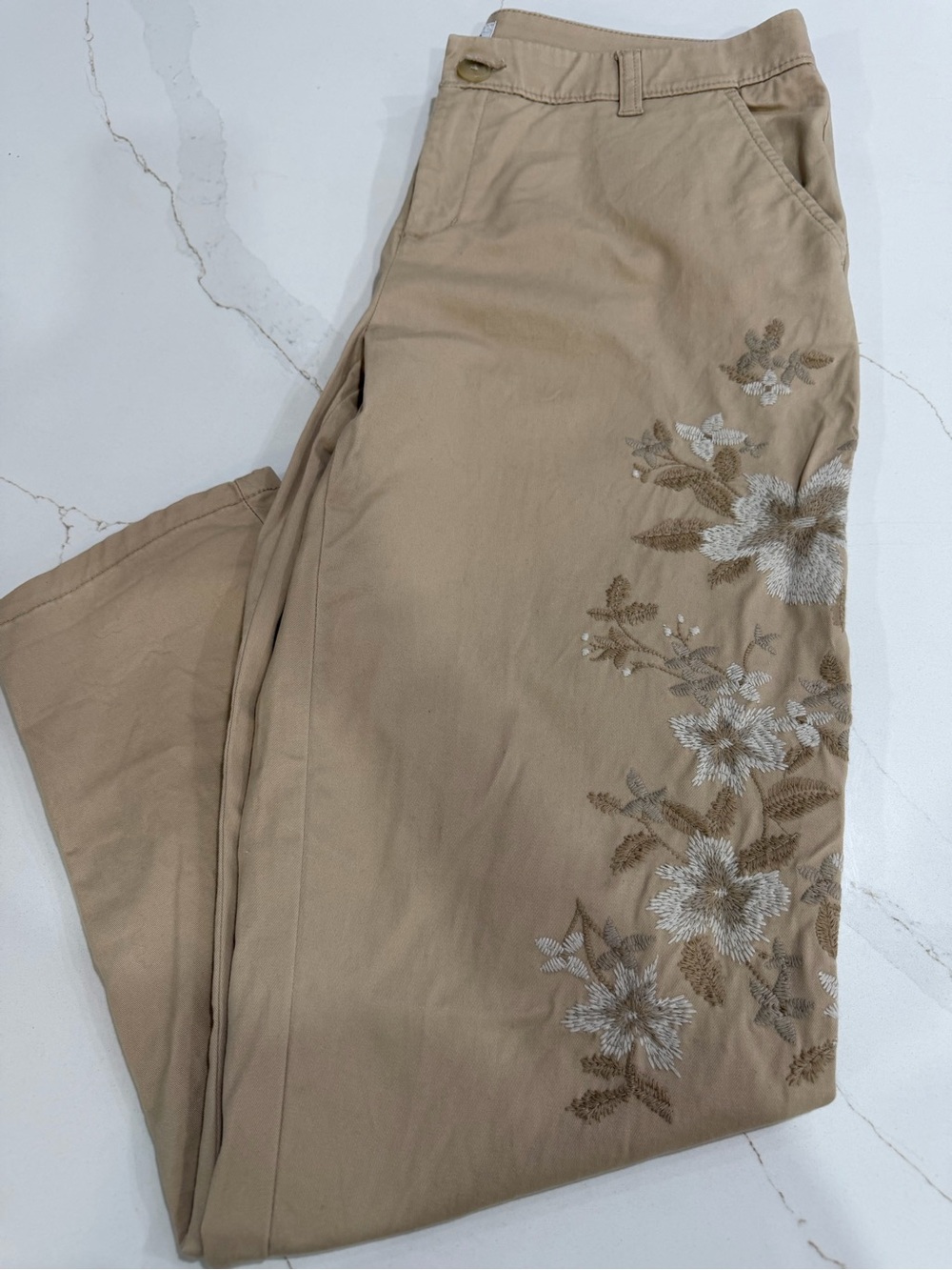 Liz Claiborne Embroidered  Floral Khaki Pants